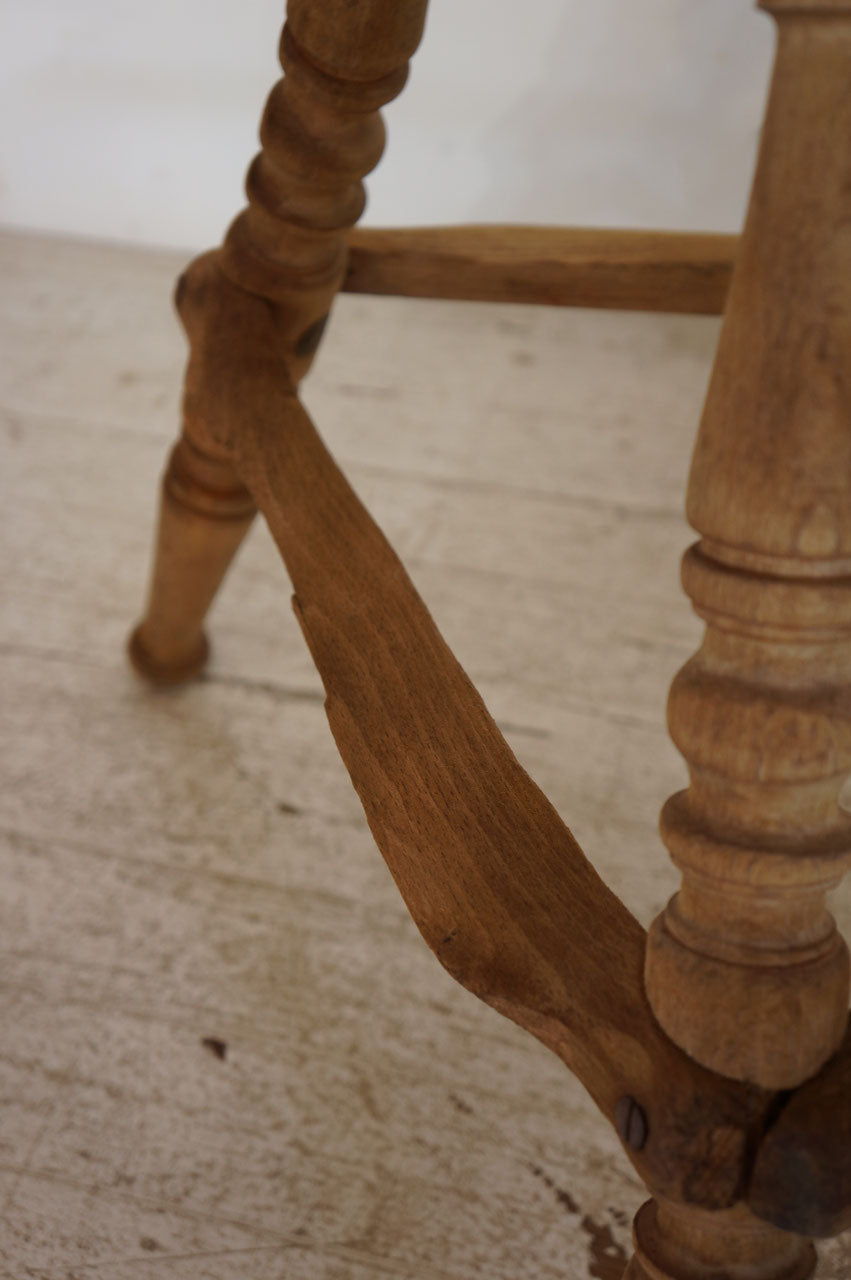 French Antique Stripped Wood Stool