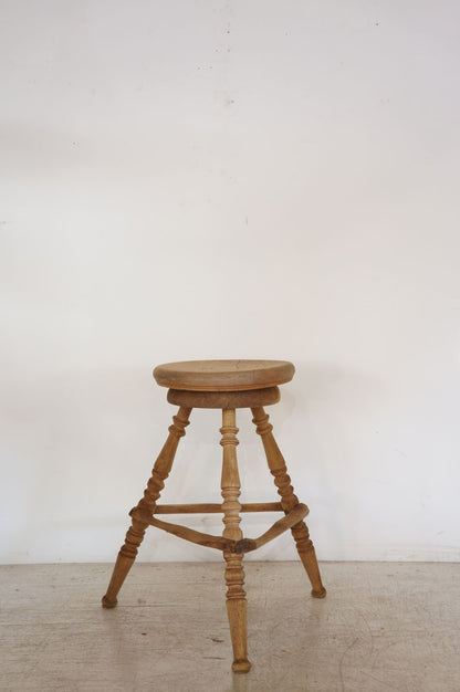 French Antique Stripped Wood Stool